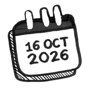 Hand-drawn calendar showing 16 October 2026